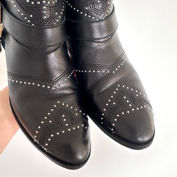 Anine Bing Bianca Leather Stud Black Ankle Boots EU38 - Picture 5 of 11